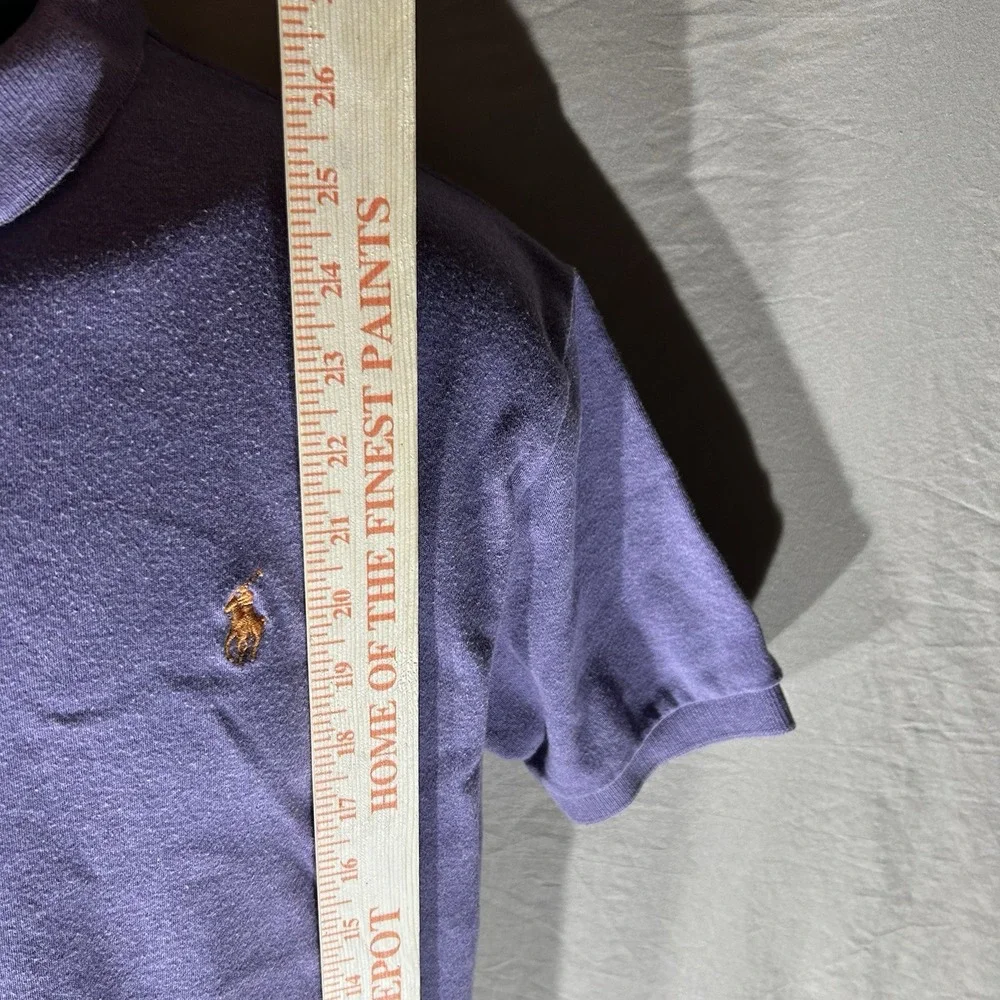 Polo Ralph Lauren Mens Small Purple Heather Polo Shirt Orange Pony 100% Cotton
